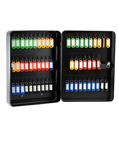 Cutie pentru chei cu 57 secții, cu brelocuri, lacăt cu cod, din metal, negru